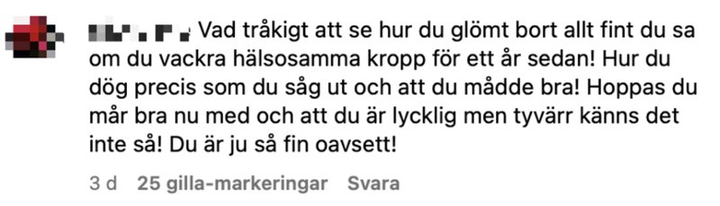 Carolina Gynnings kommentarsfält Carolina Gynnings kommentarsfält
